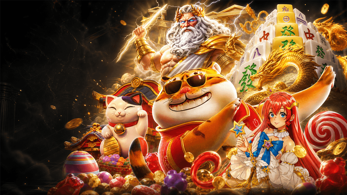 ตัวละครจากเกมสล็อตยอดนิยม เทพเจ้าซุส เสือนำโชค แมวกวัก และเจ้าหญิงดวงดาว